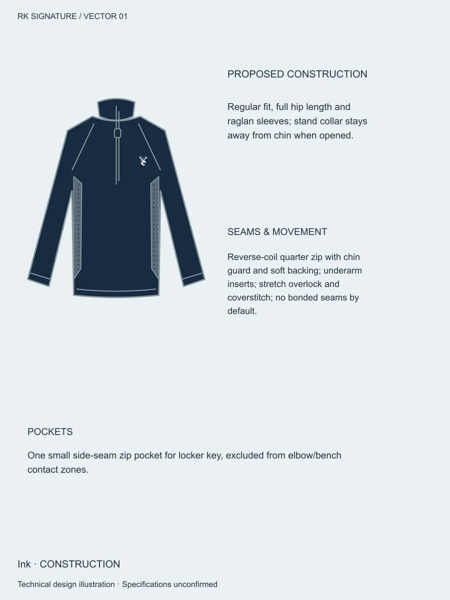 Men’s Traverse Training Quarter-Zip — Ink, Construction view