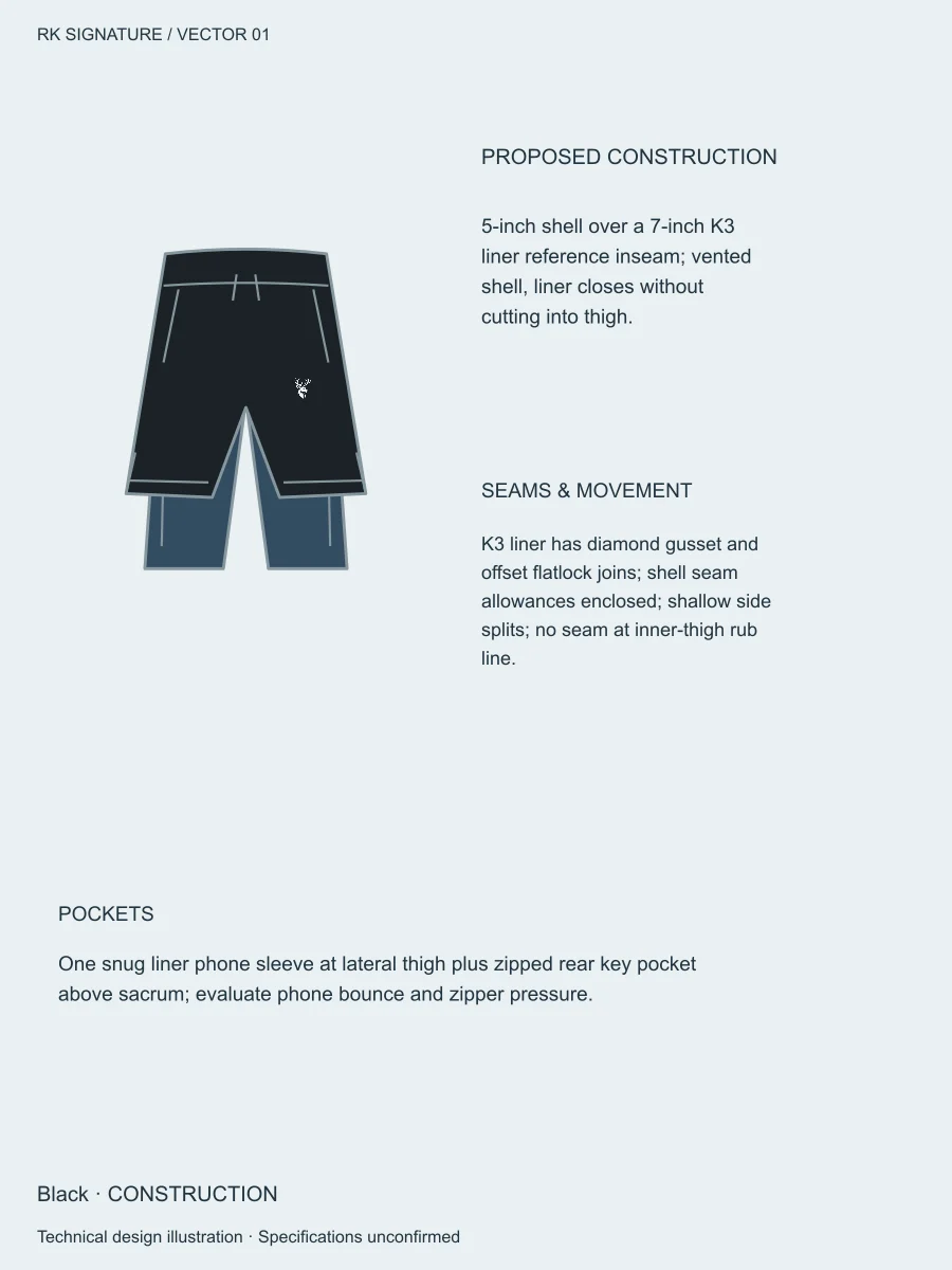 Men’s Velocity 2-in-1 Run Short — Black, Construction view