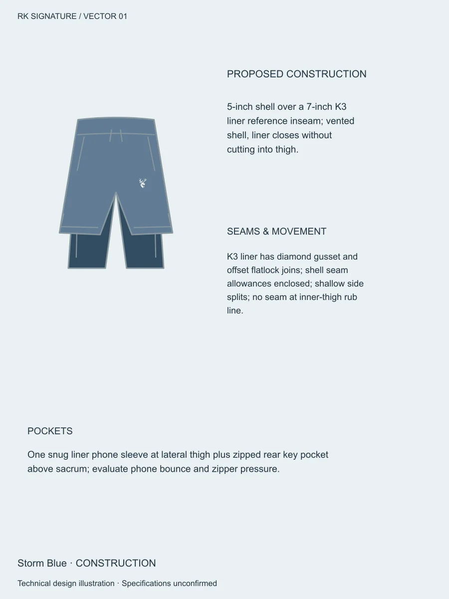 Men’s Velocity 2-in-1 Run Short — Storm Blue, Construction view