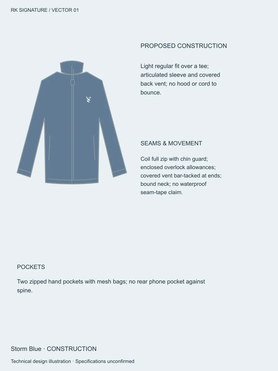 Men’s Velocity Run Shell — Storm Blue, Construction view