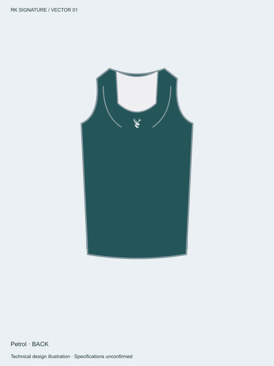 Women’s Pivot Longline Mobility Tank — Petrol, Back view