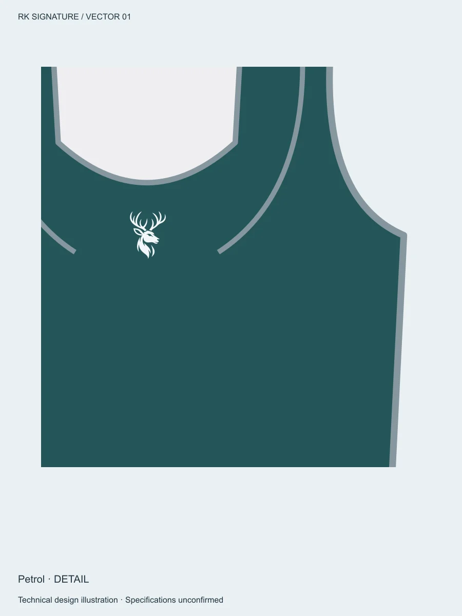 Women’s Pivot Longline Mobility Tank — Petrol, Detail view