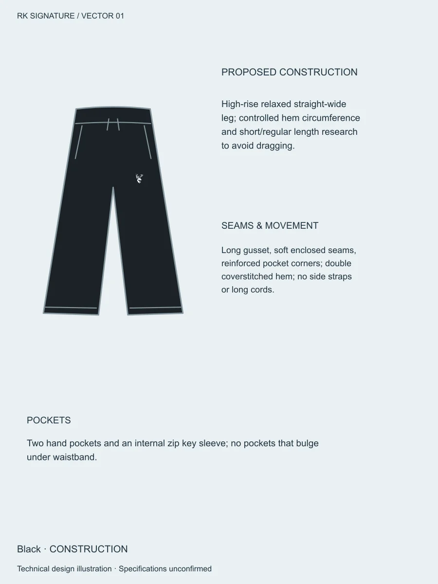 Women’s Transit Wide-Leg Warm-Up Pant — Black, Construction view