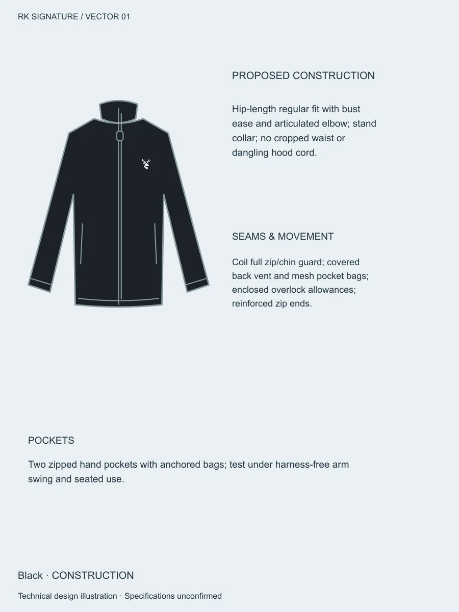 Women’s Traverse Training Jacket — Black, Construction view