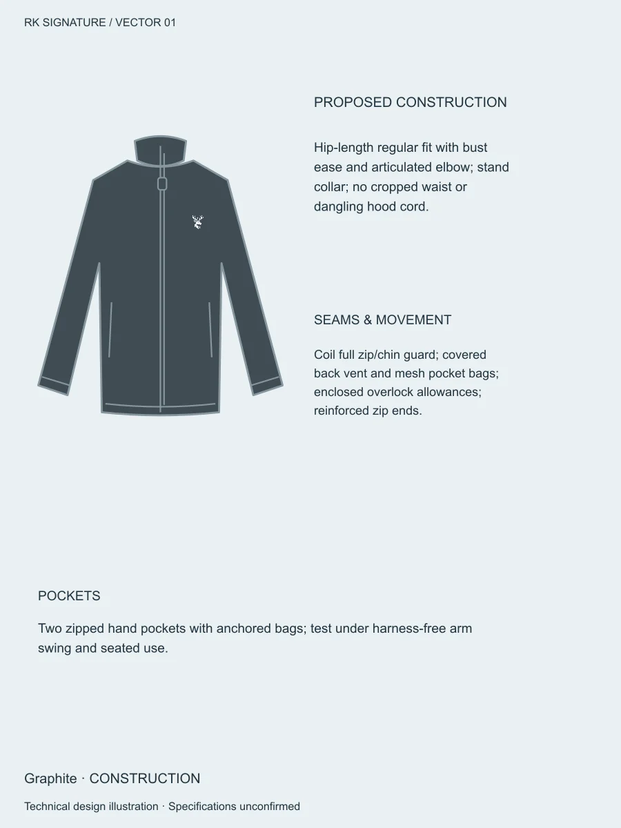 Women’s Traverse Training Jacket — Graphite, Construction view