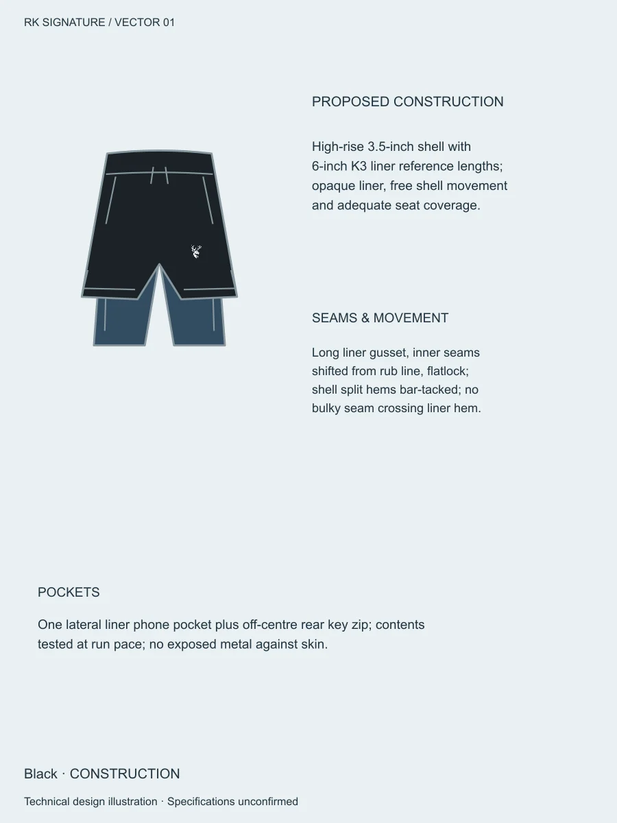 Women’s Velocity 2-in-1 Running Short — Black, Construction view