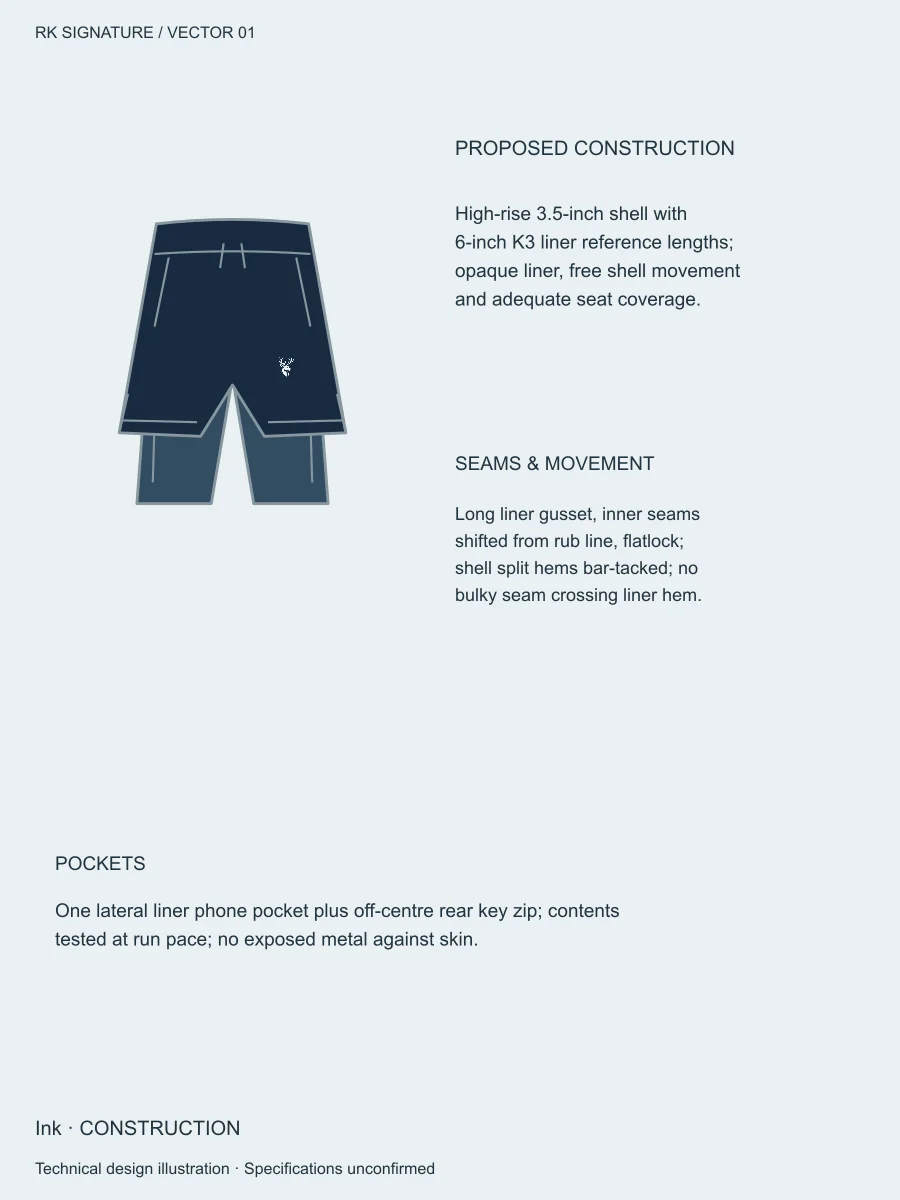 Women’s Velocity 2-in-1 Running Short — Ink, Construction view